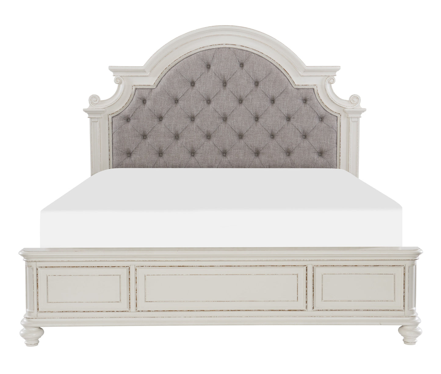 Baylesford Antique White Upholstered Panel Bedroom Set - Eve Furniture