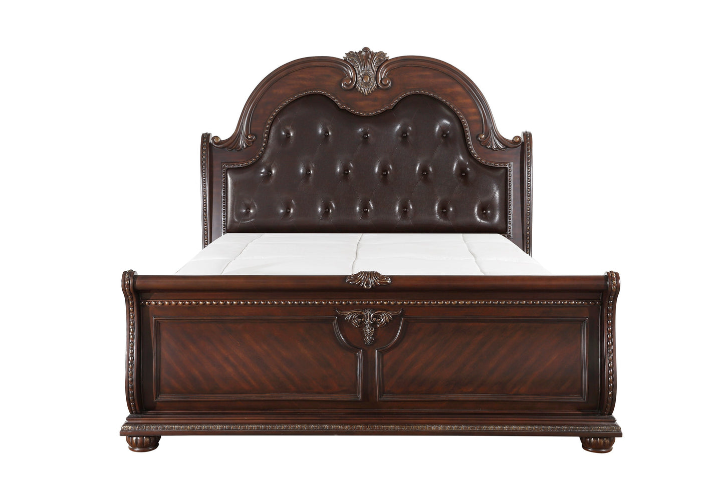 Cavalier Dark Cherry King Upholstered Sleigh Bed