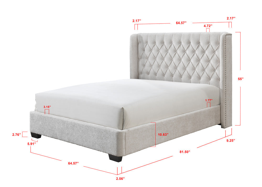 Daphne Ivory Boucle Queen Upholstered Panel Bed