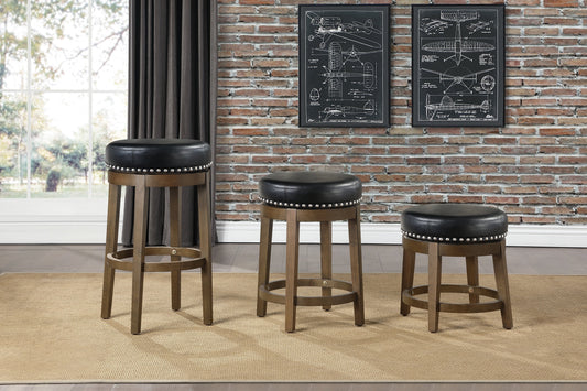Westby Black/Brown Round Swivel Stool, Black, Set of 2