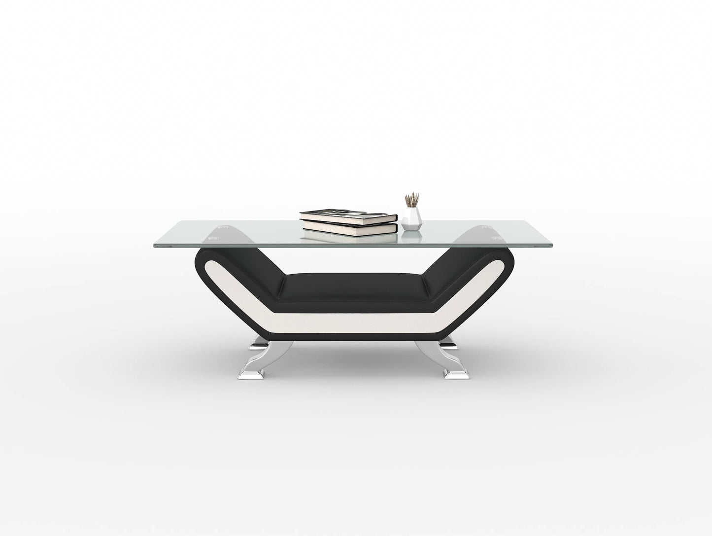 Veloce Black/Gray Faux Leather  Cocktail Table