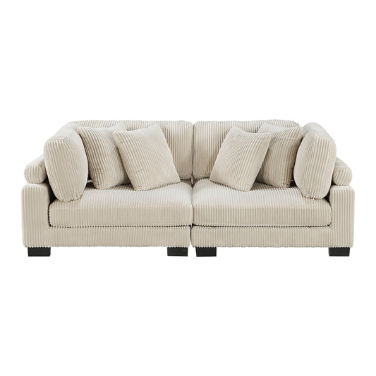 Traverse Beige Corduroy 2-Piece Loveseat