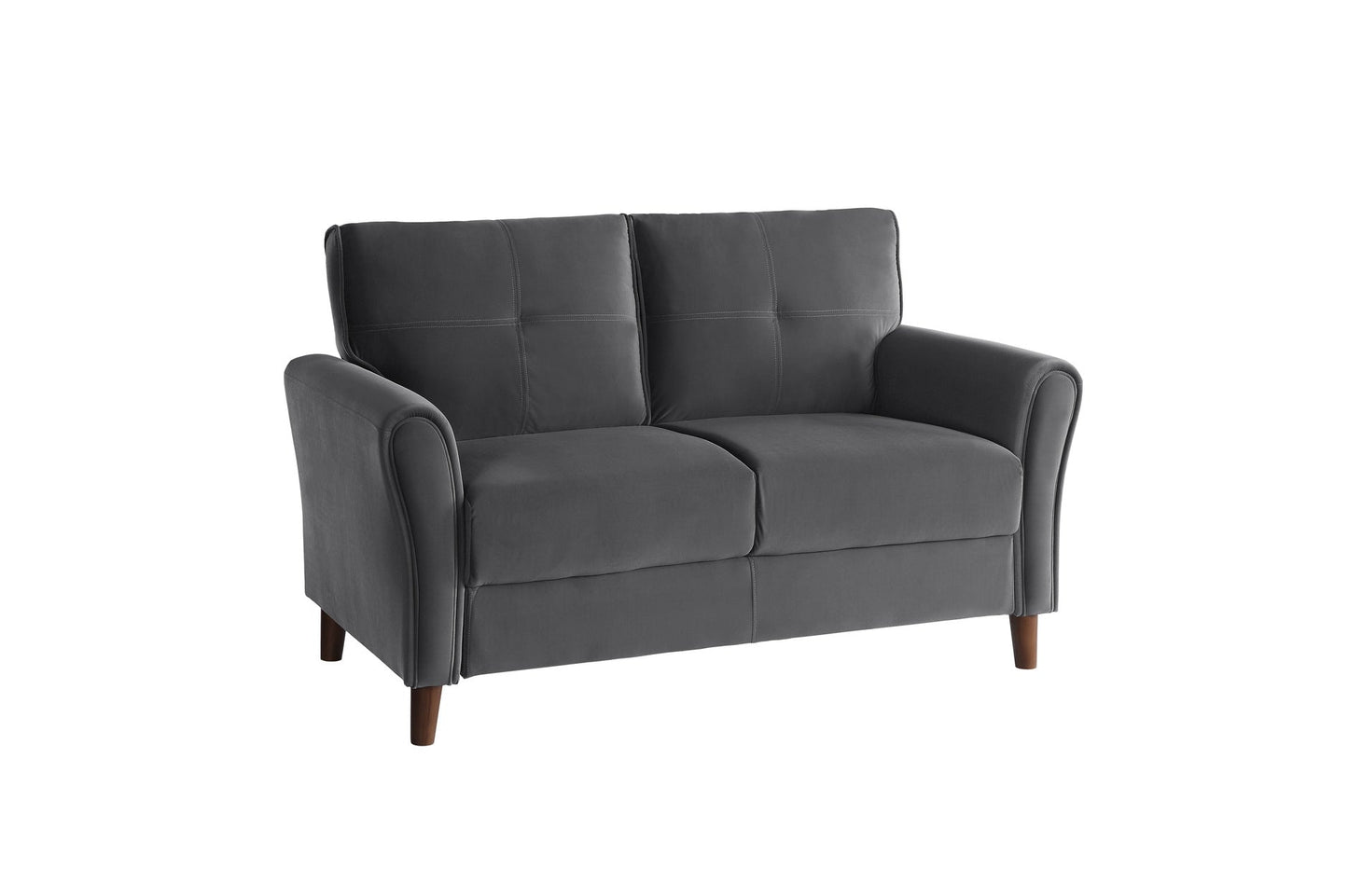 Dunseith Charcoal Velvet Gray Sofa And Loveseat Set