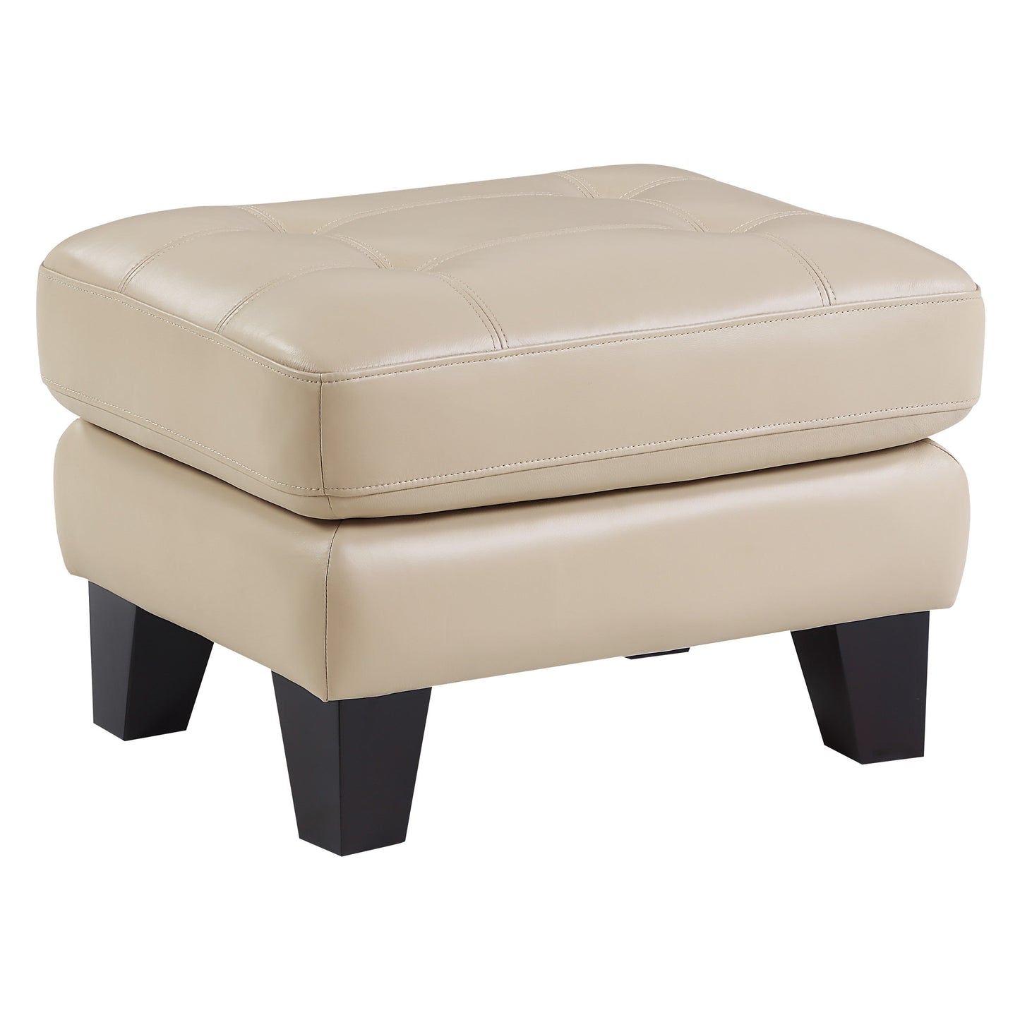 Spivey Beige Leather Ottoman