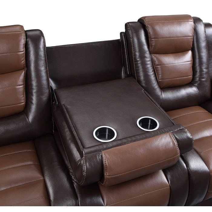 Briscoe Double Brown Leather Living Room Set