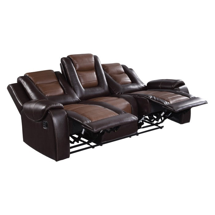 Briscoe Double Brown Leather Living Room Set