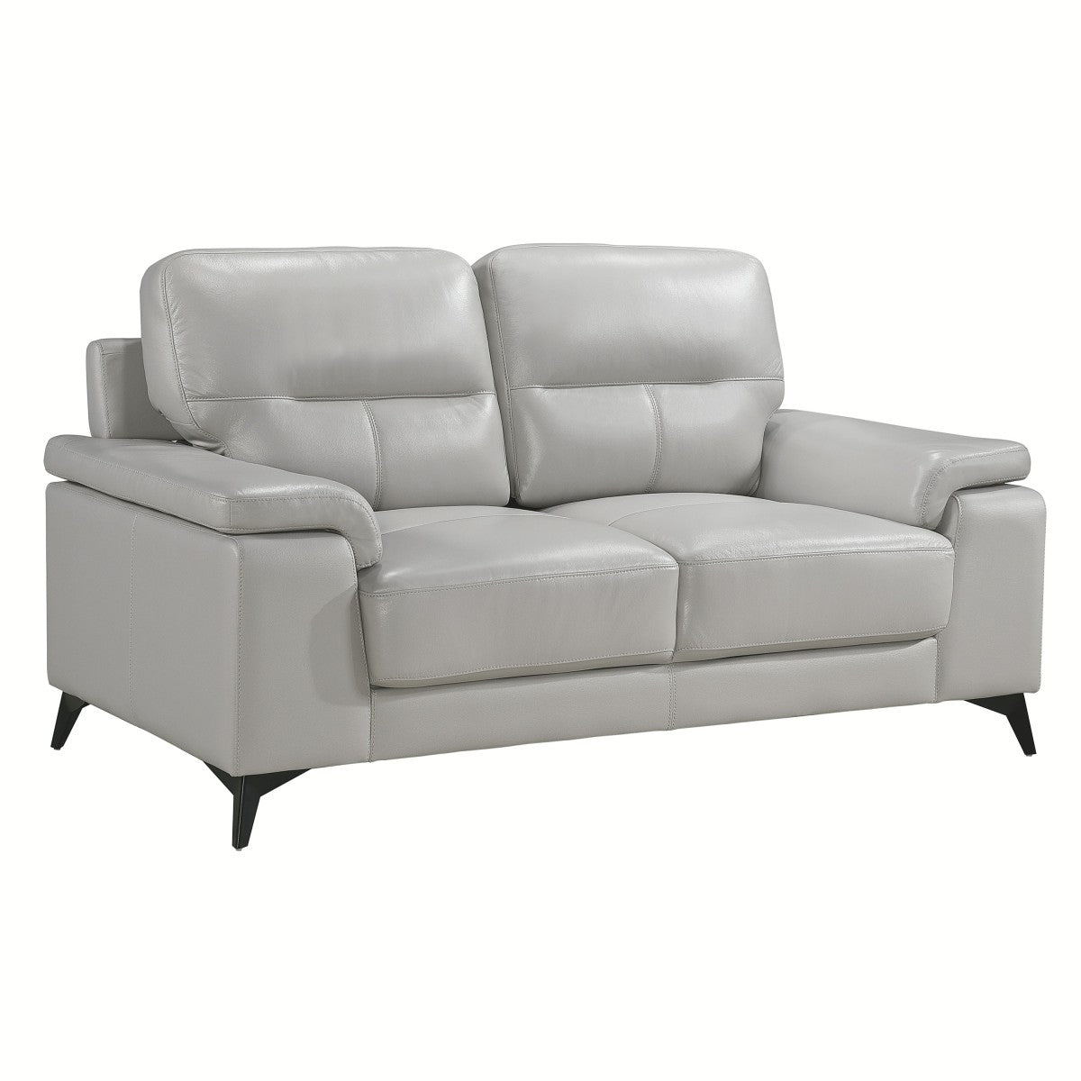 Mischa Silver Grain Top Grain Leather Loveseat