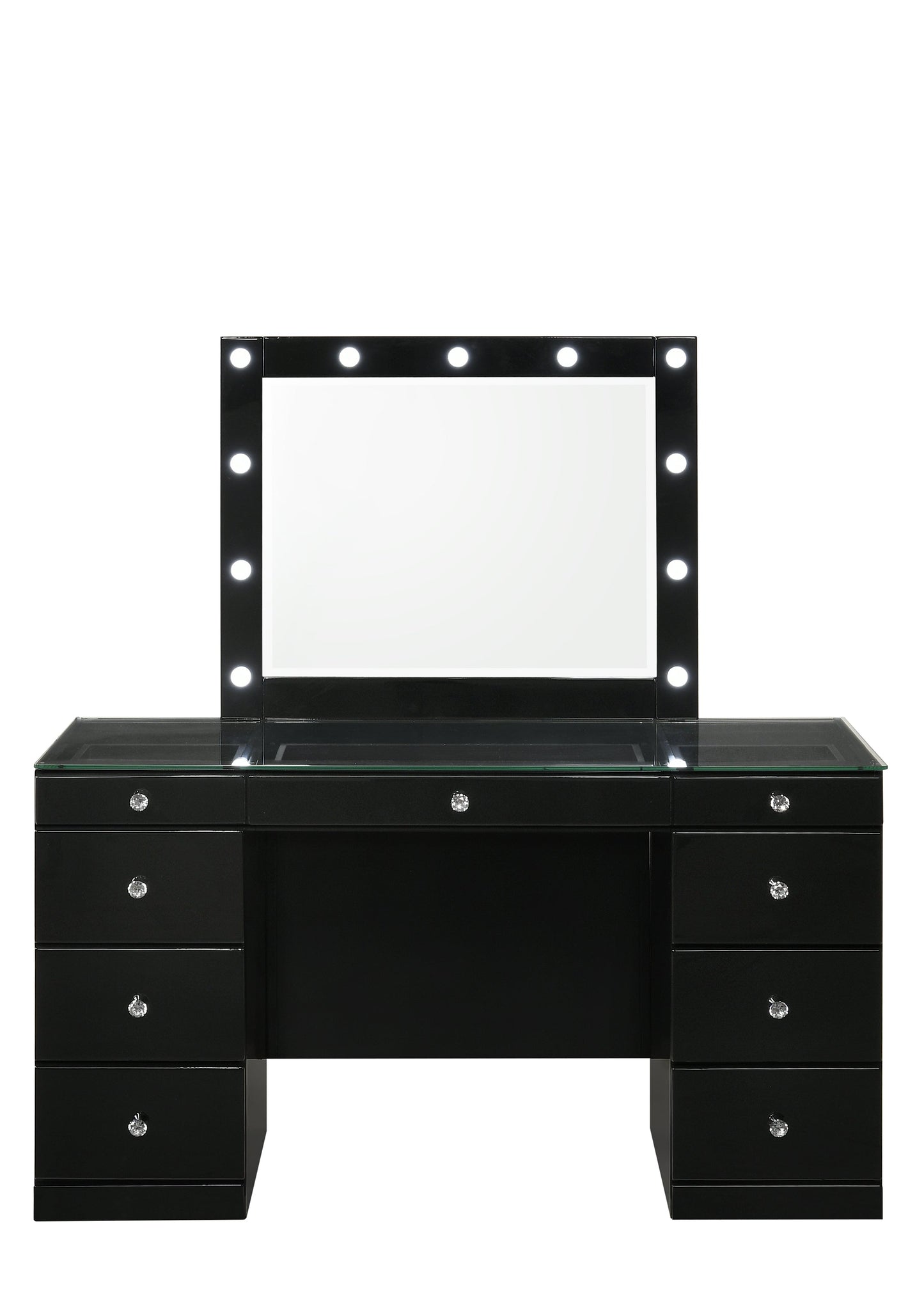 Avery Black Makeup Vanity Set with Lighted Mirror