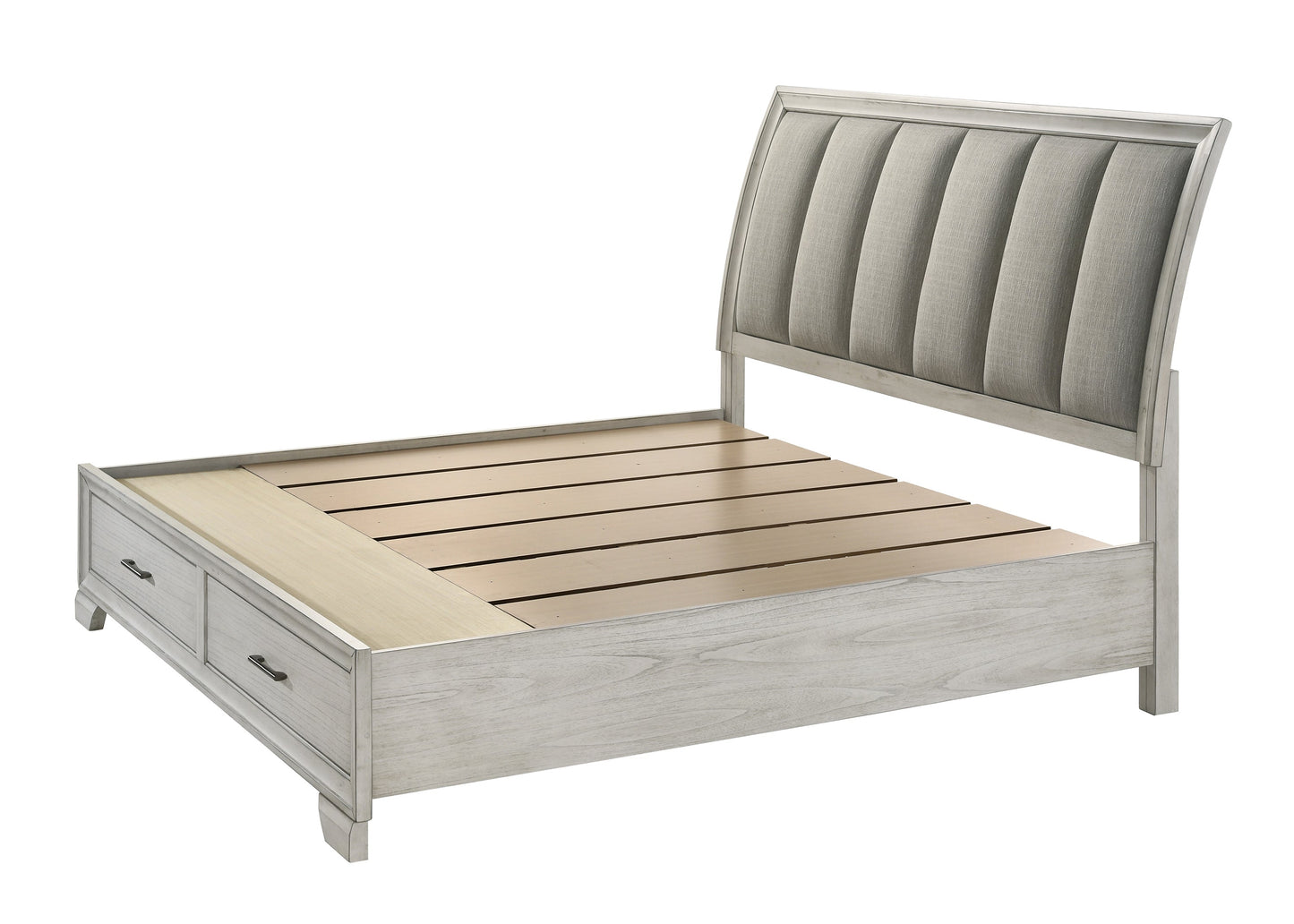 Jaymes White Mist King Footboard Storage Platform Bed