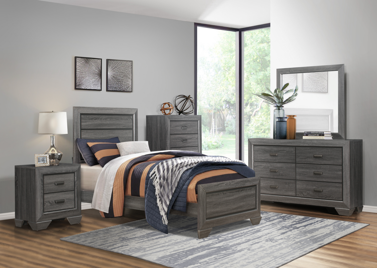 Beechnut Gray Twin Panel Bed