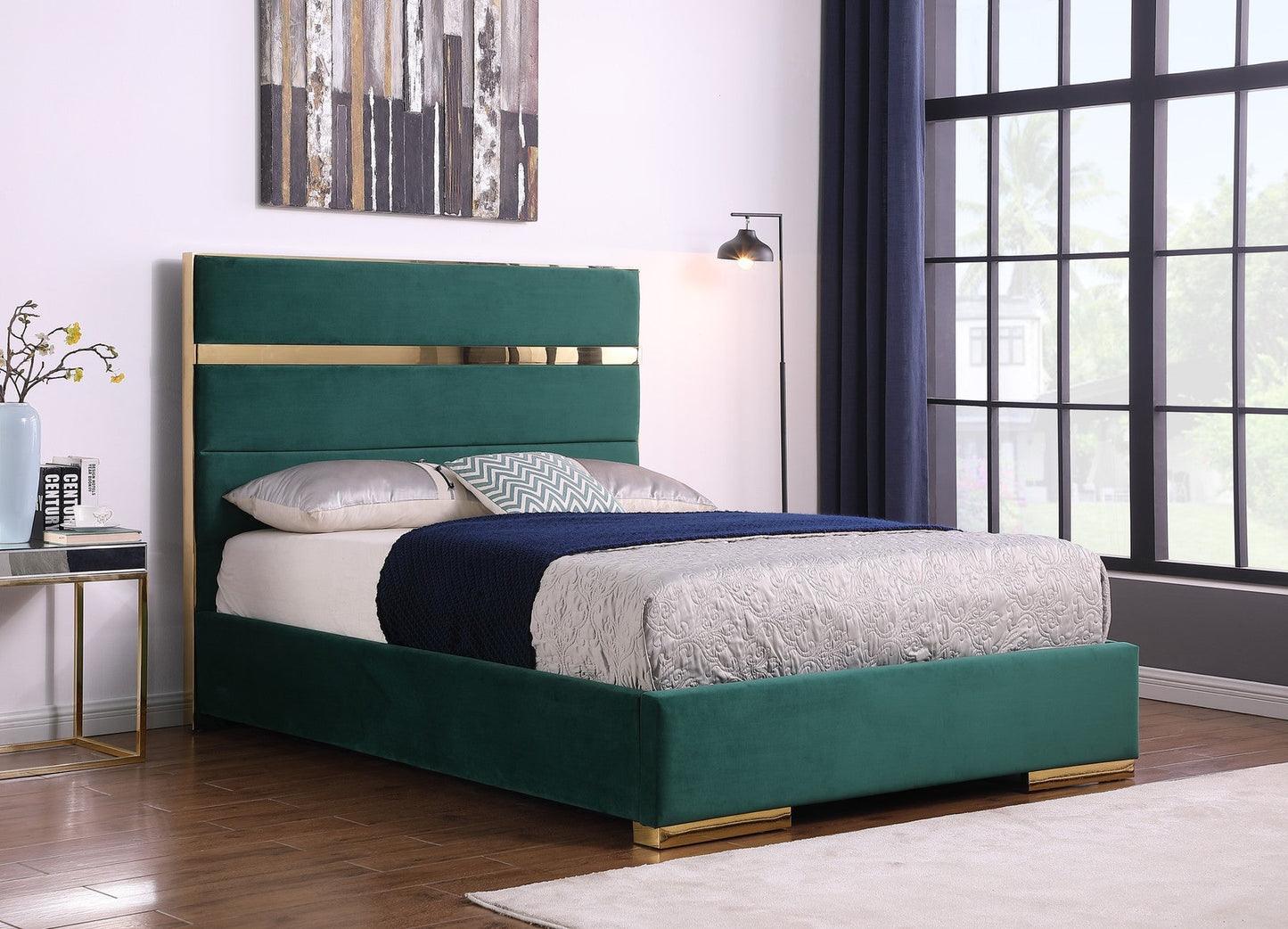 Cartier Green/Gold King Platform Bed
