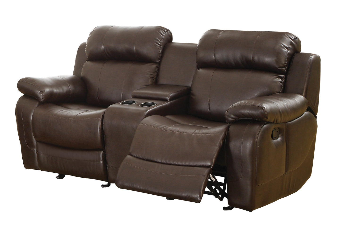 Marilla Brown Bonded Living Room Recliner Leather Sofa Set