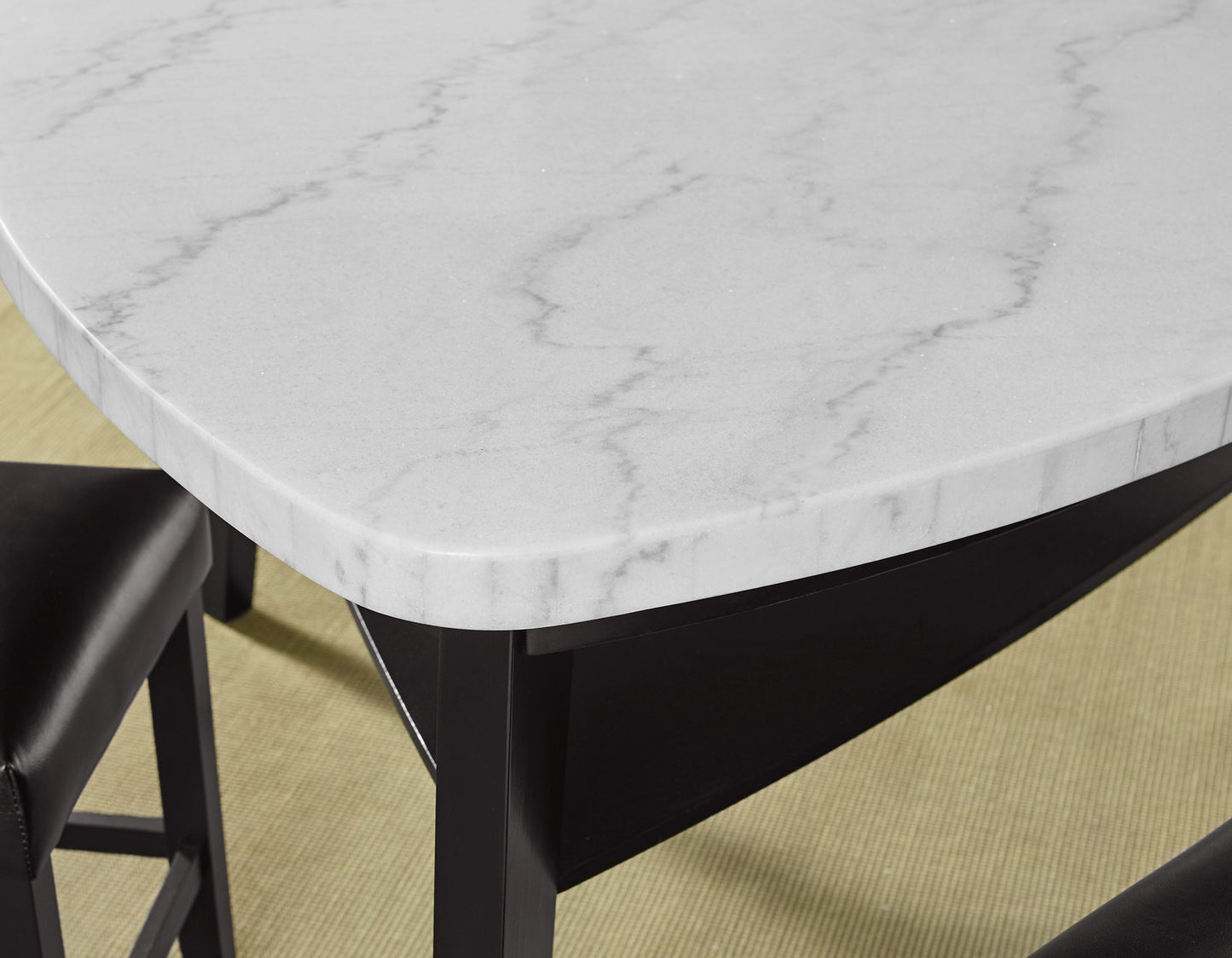Carrara 6-Piece Marble Counter Dining Set(Table, Storage Bench & 4 Counter Chairs)