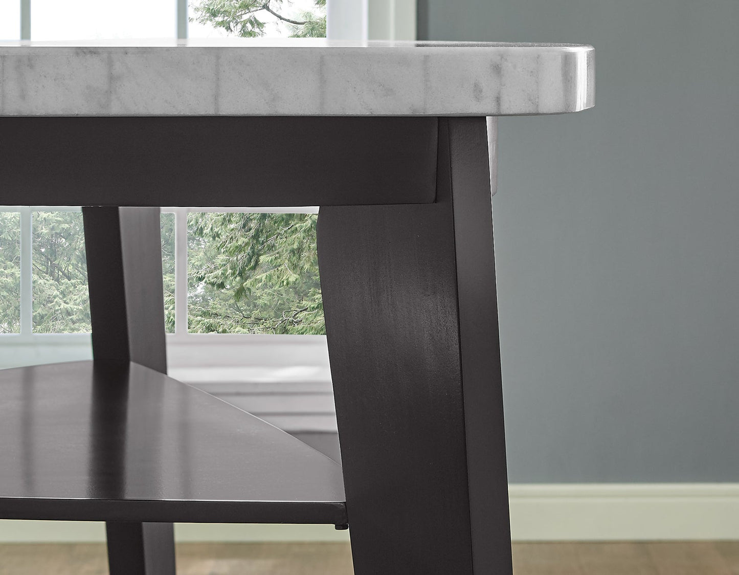 Carrara 6-Piece Marble Counter Dining Set(Table, Storage Bench & 4 Counter Chairs)