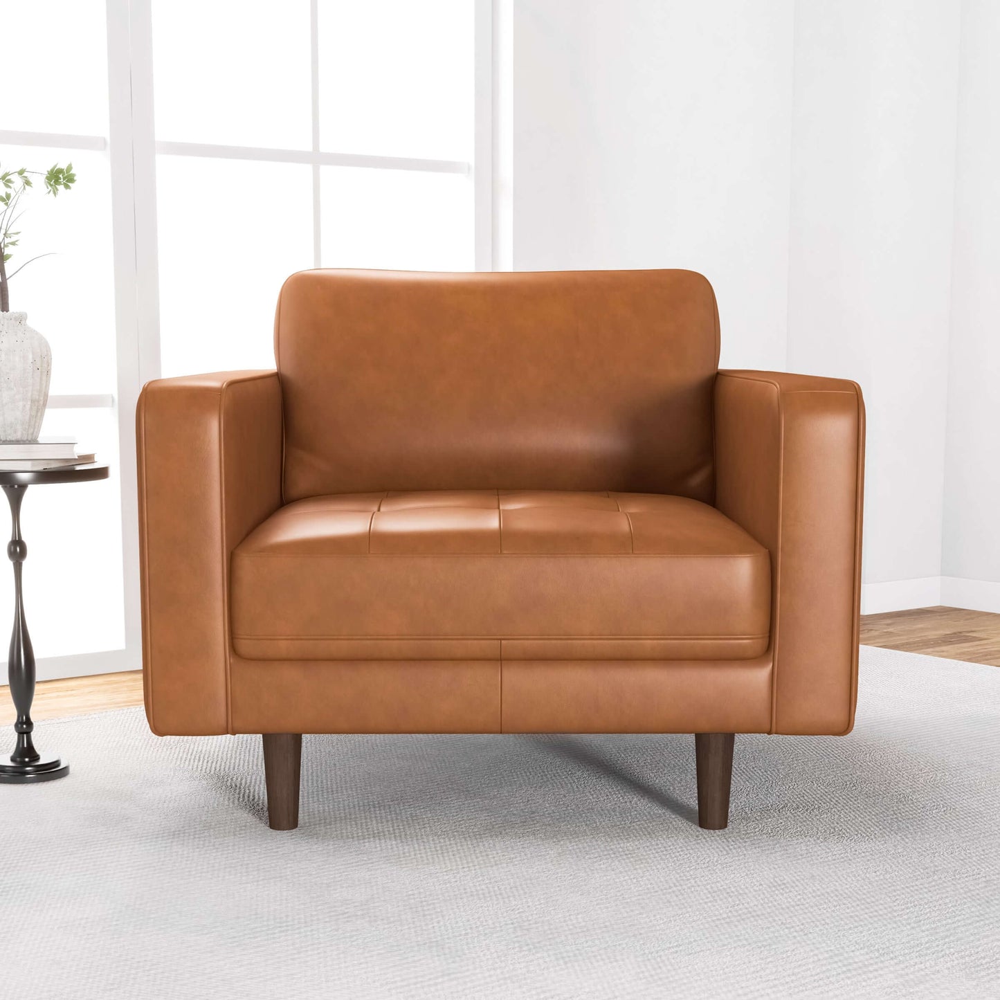 Tessa Tan Leather Lounge Chair