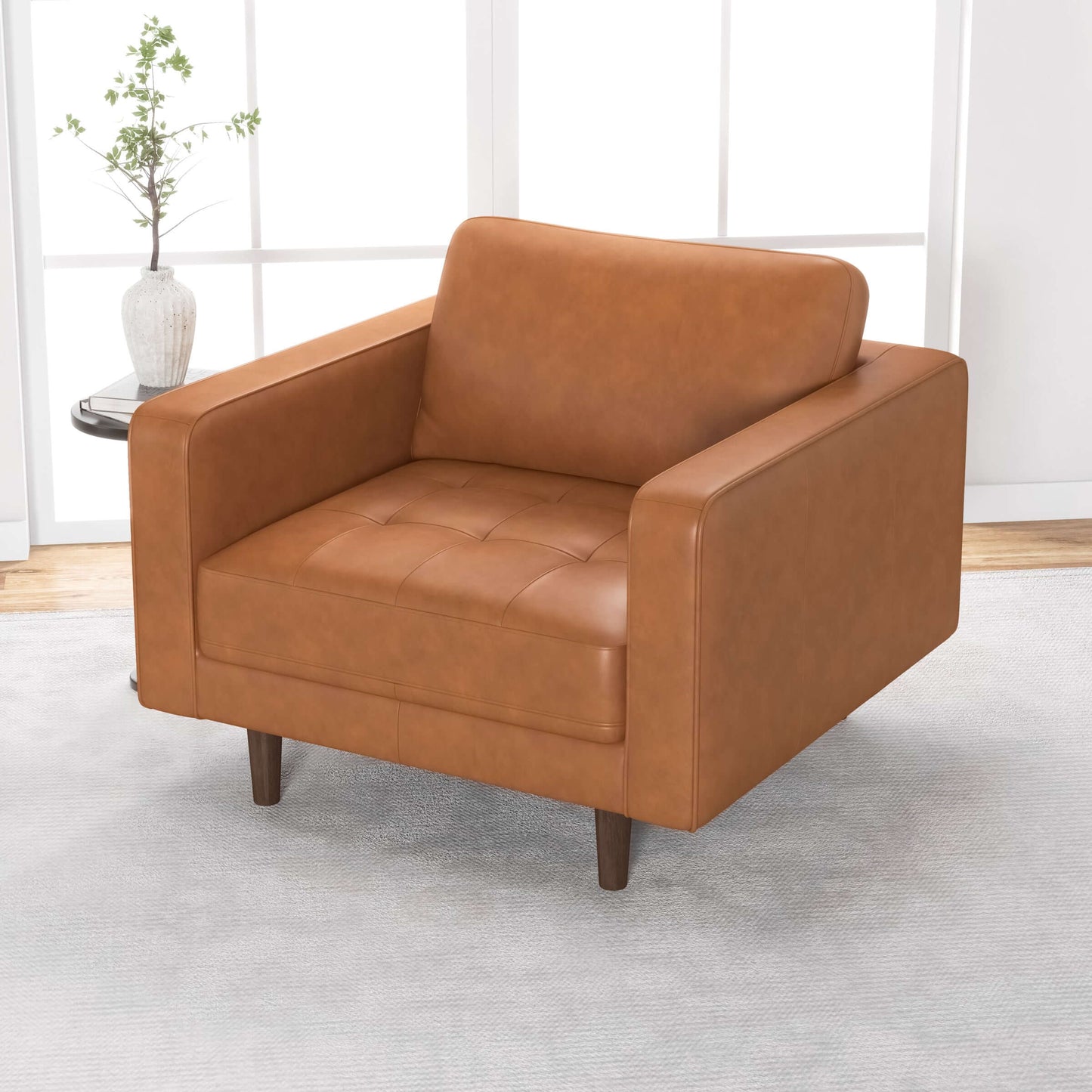 Tessa Tan Leather Lounge Chair