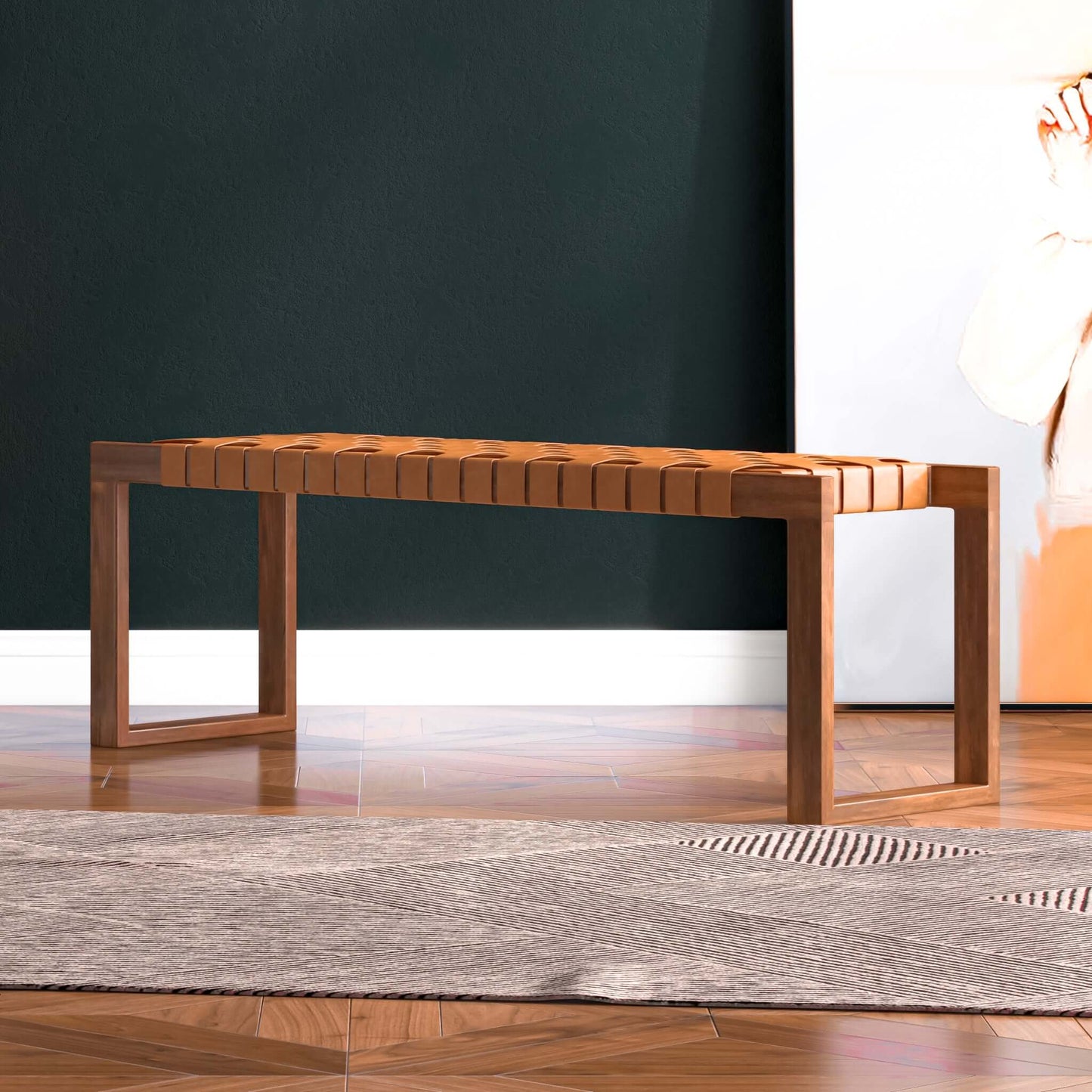 Christina Tan Leather Bench