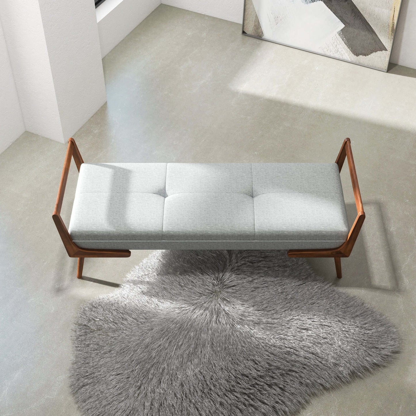 Cora Grey Fabric Bench