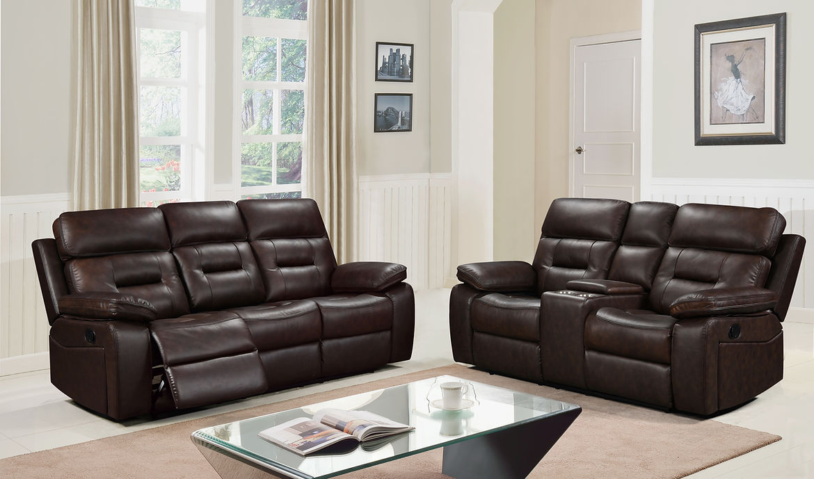 Reclining Brown Leather Sofa