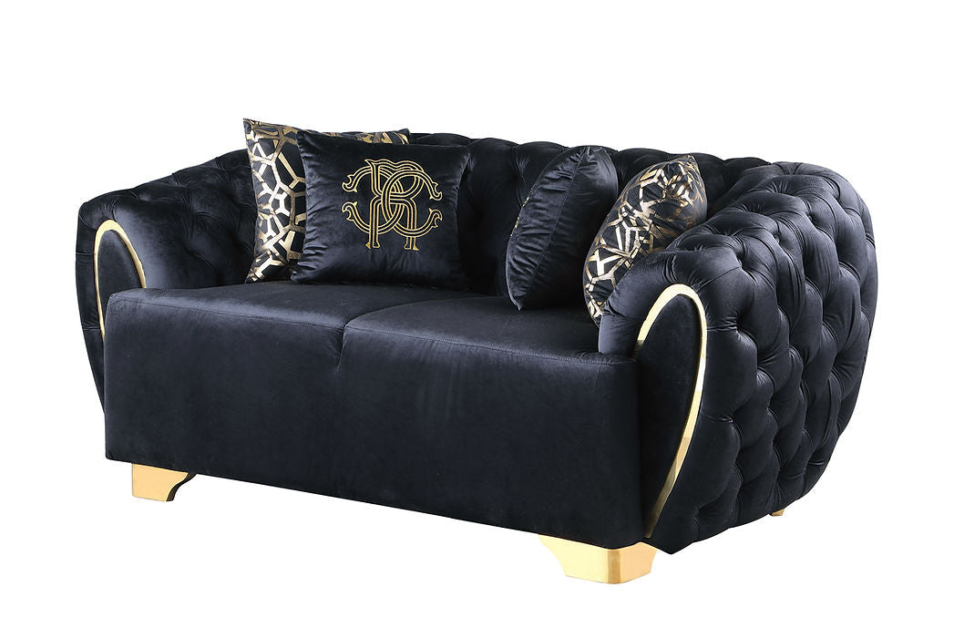 S2004 Mila Black Velvet Living Room Set