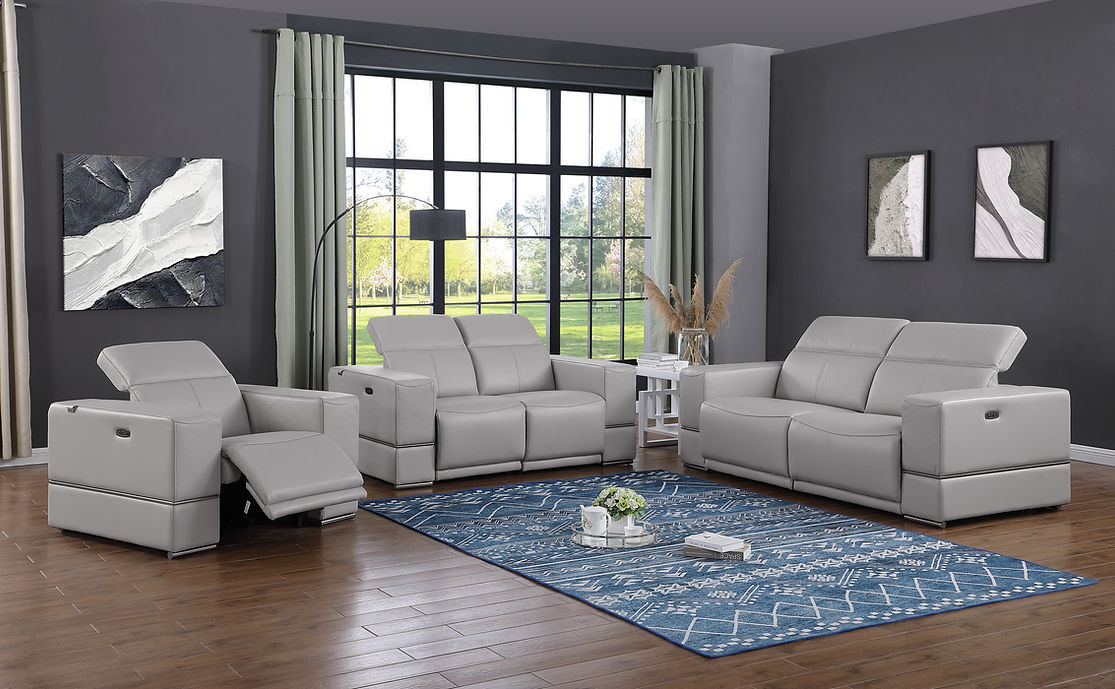MI-1122 Franco 3pcs (L.T. Grey) Power Reclining Living Room Set