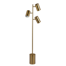 Harmony Brassed Gold Floor Lamp with Rotary Switch Triple Spots Metal Block Base