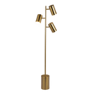 Harmony Brassed Gold Floor Lamp with Rotary Switch Triple Spots Metal Block Base