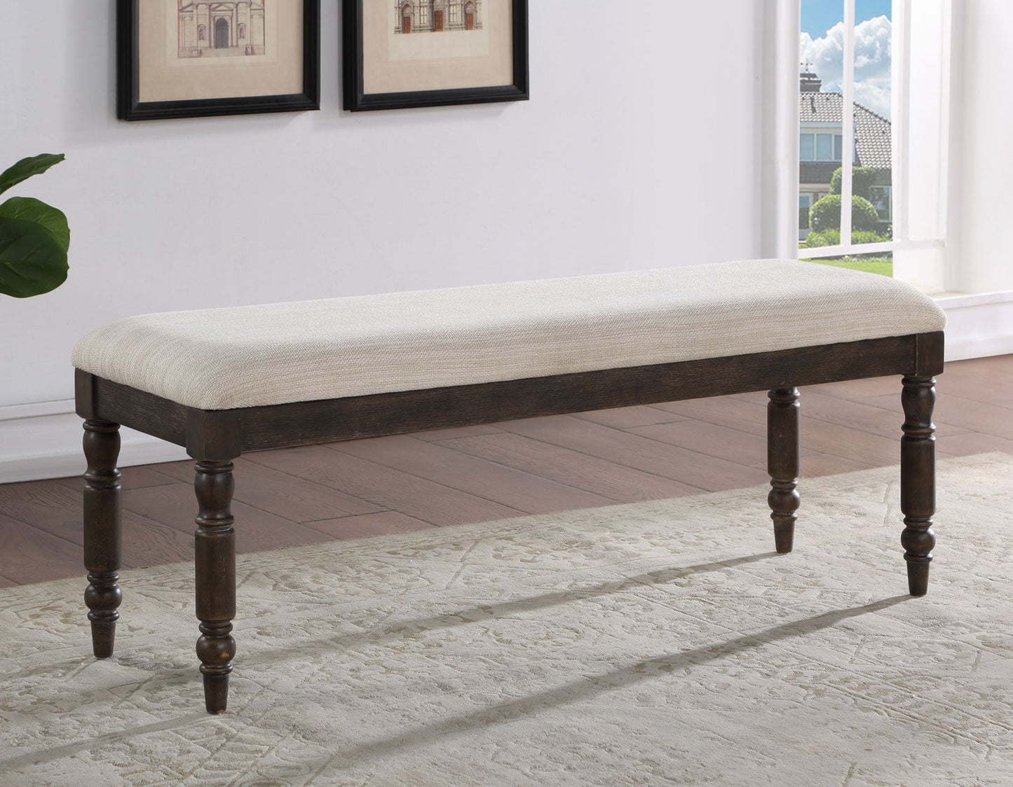 Hutchins 6-Piece Dining Set, Upholstered Chairs(Table, 4 Side Chairs & Bench)