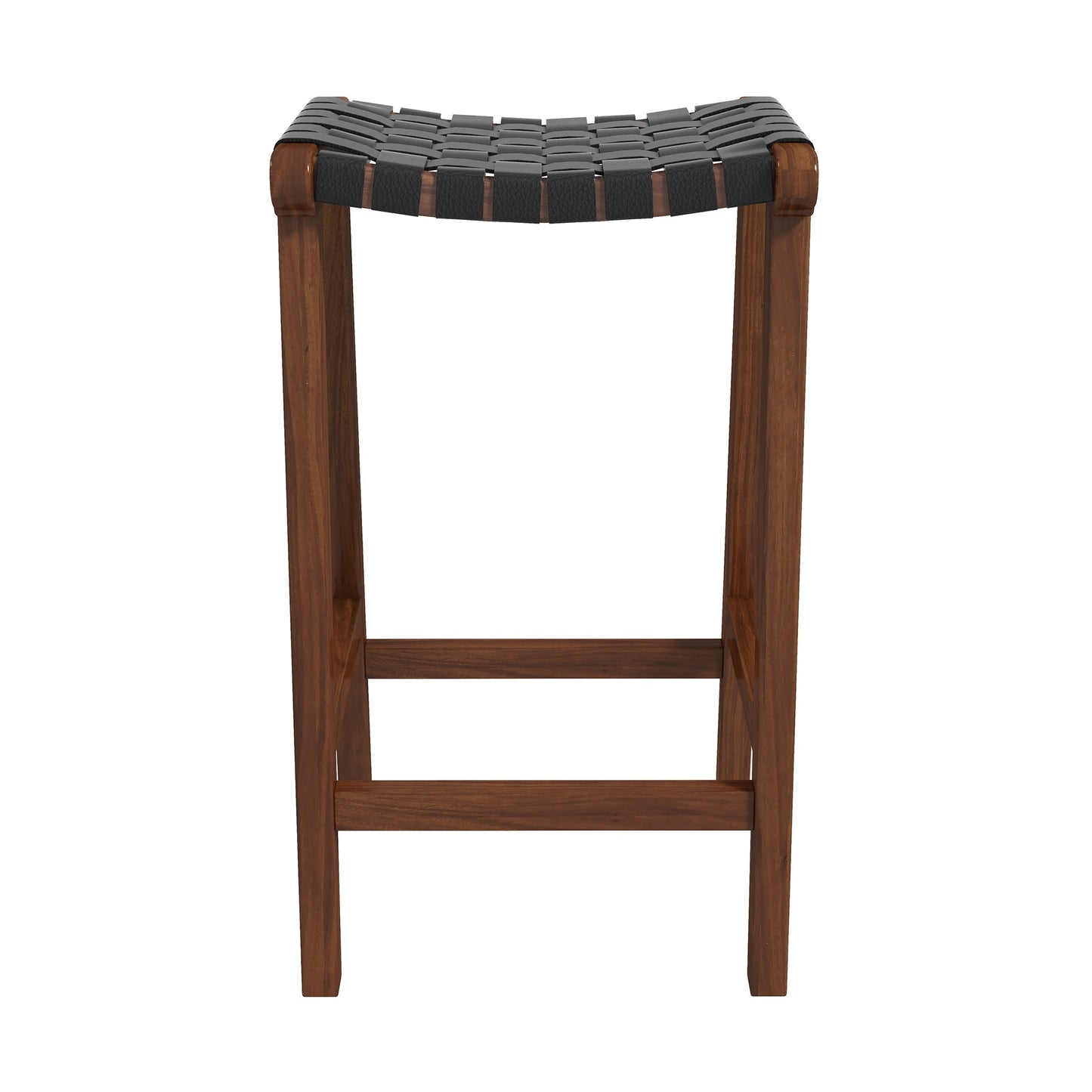 James Mid-Century Modern Genuine Black Leather 24.5" Counter Stool