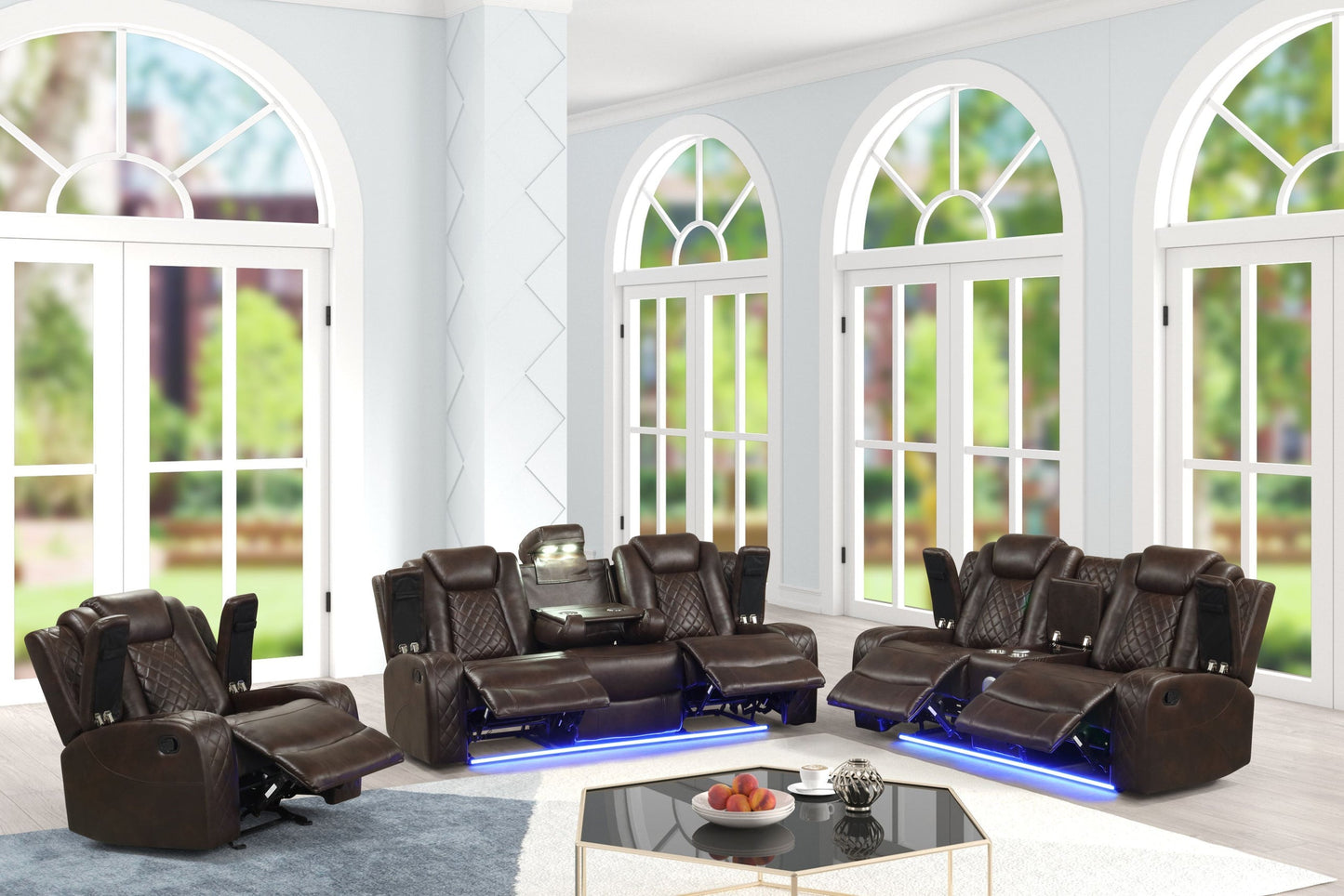 brown leather sofa set
