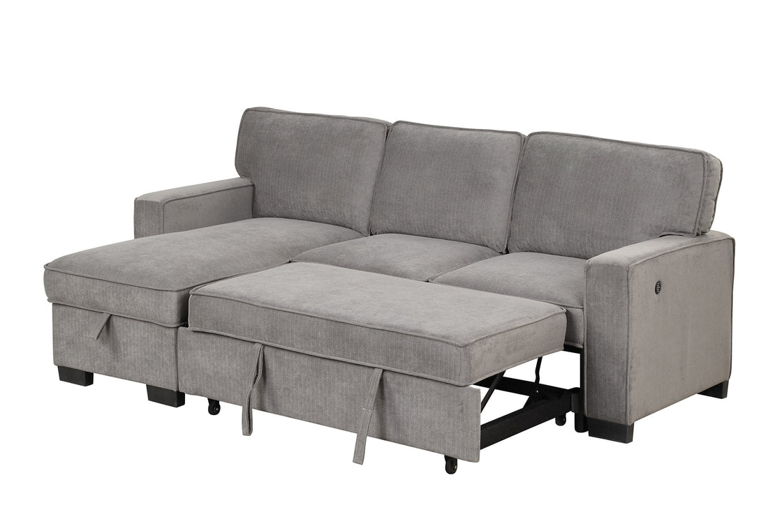 Marcos Gray Sectional With Pull-Out Bed