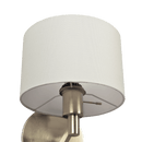 Nebula Brushed Nickel Base Wall Lamp with Rotary Switch White Fabric Shade