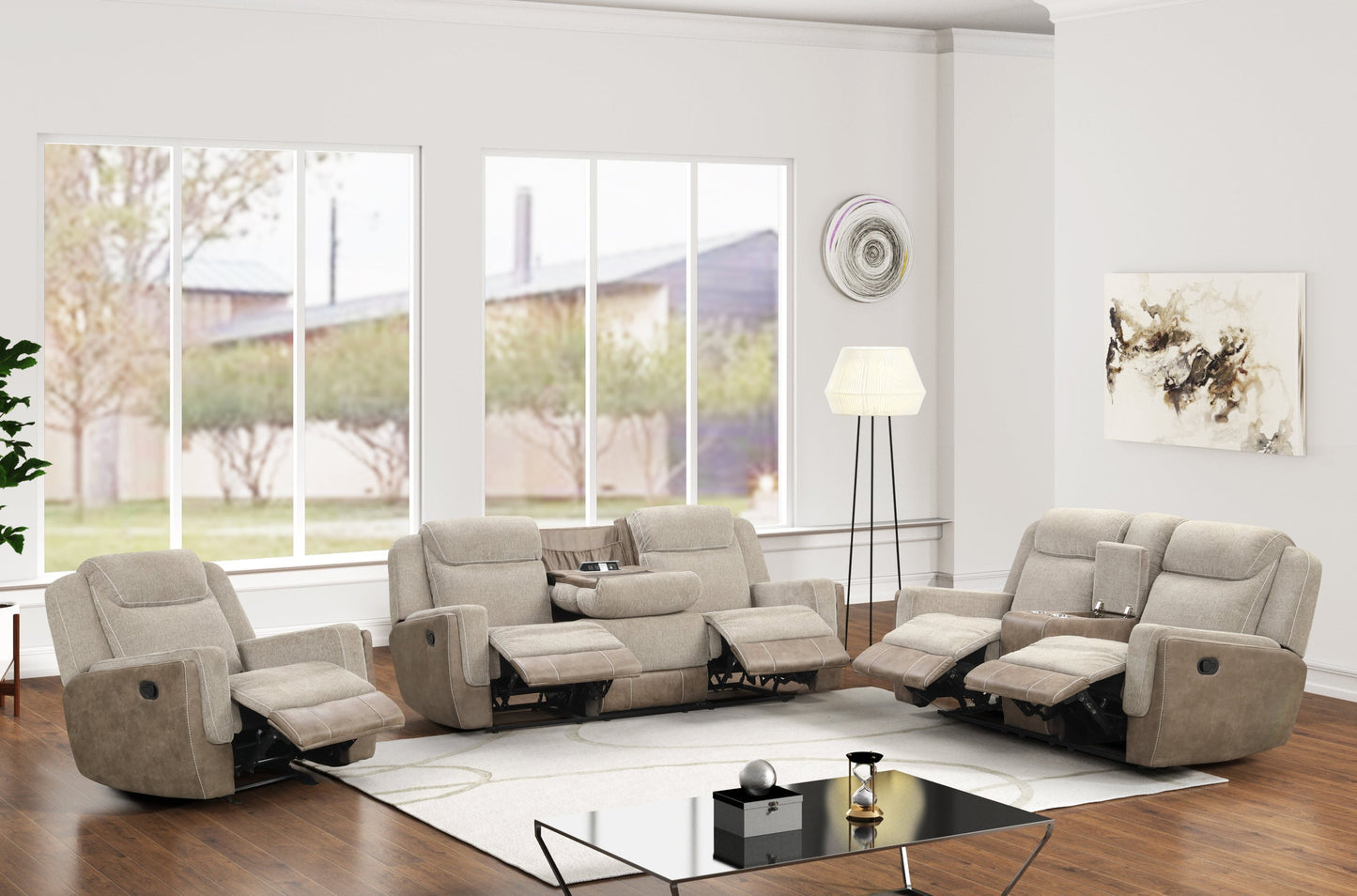 LISA - 3pc Reclining Brown living room sofa