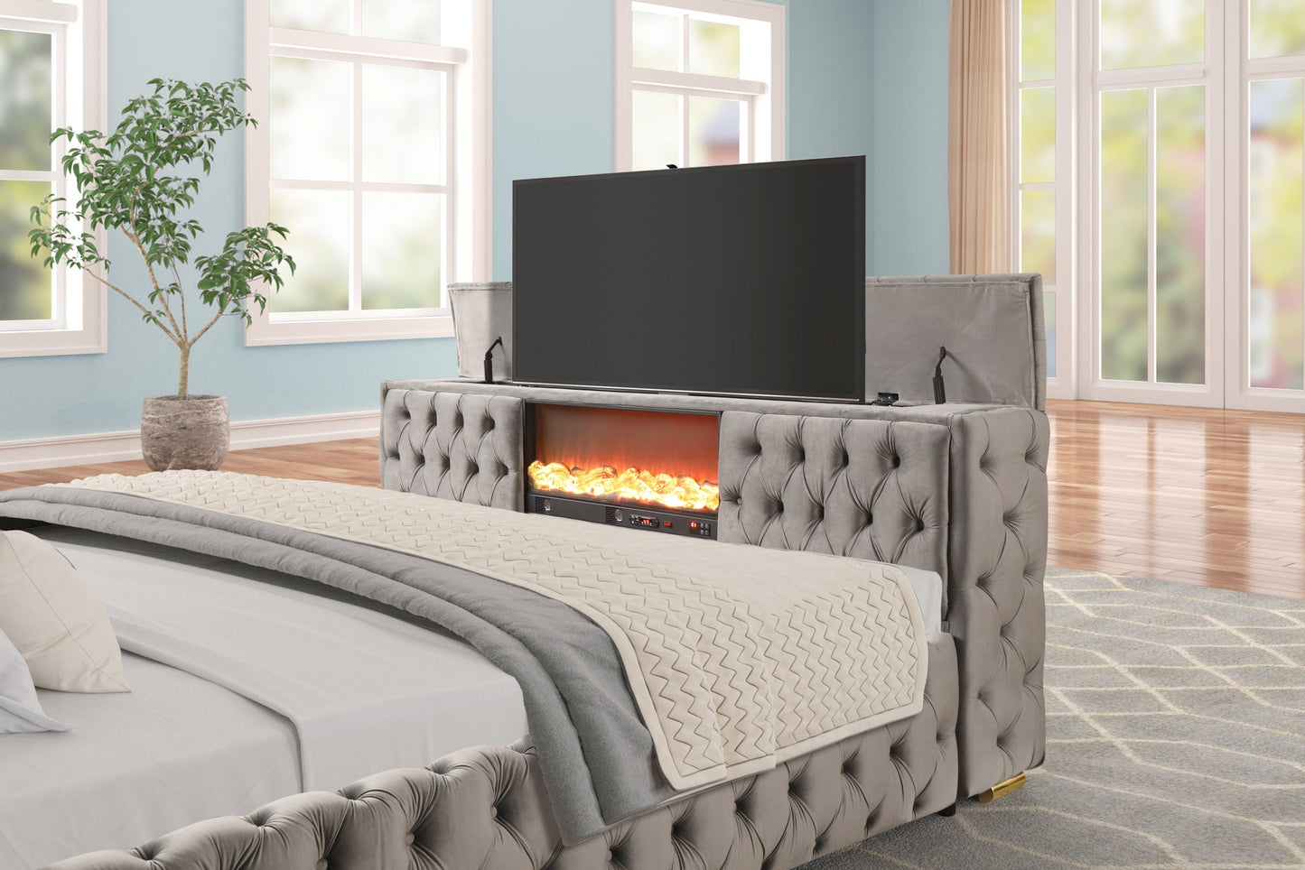 Future Gray King Platform Bed
