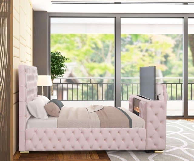 Future Pink Queen Platform Bed