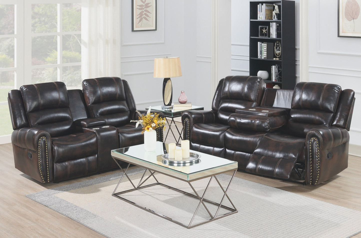 Houston Brown 3-Piece Reclining Living Room Set - Eve Furniture