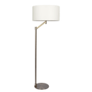 Serene Brushed Nickel Floor Lamp with Rotary Switch Metal Base White Linen Shade