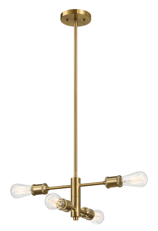 Trellis Four Lights Modern Gold Chandelier Vintage Pendant Fixture for Living Room Dining Kitchen 15"W × 6.75"H