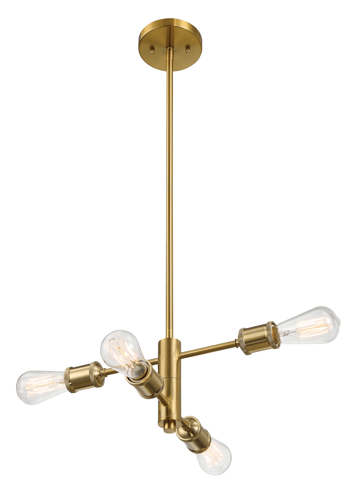 Trellis Four Lights Modern Gold Chandelier Vintage Pendant Fixture for Living Room Dining Kitchen 15"W × 6.75"H