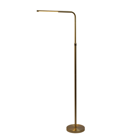 Verve Brassed Gold Floor Lamp with On/Off Switch Adjustable Led Round Base
