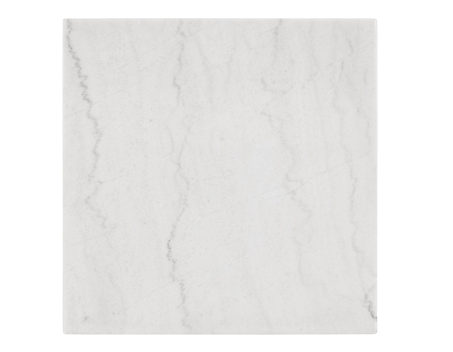 Vida White Marble Top End Table, Black Finish
