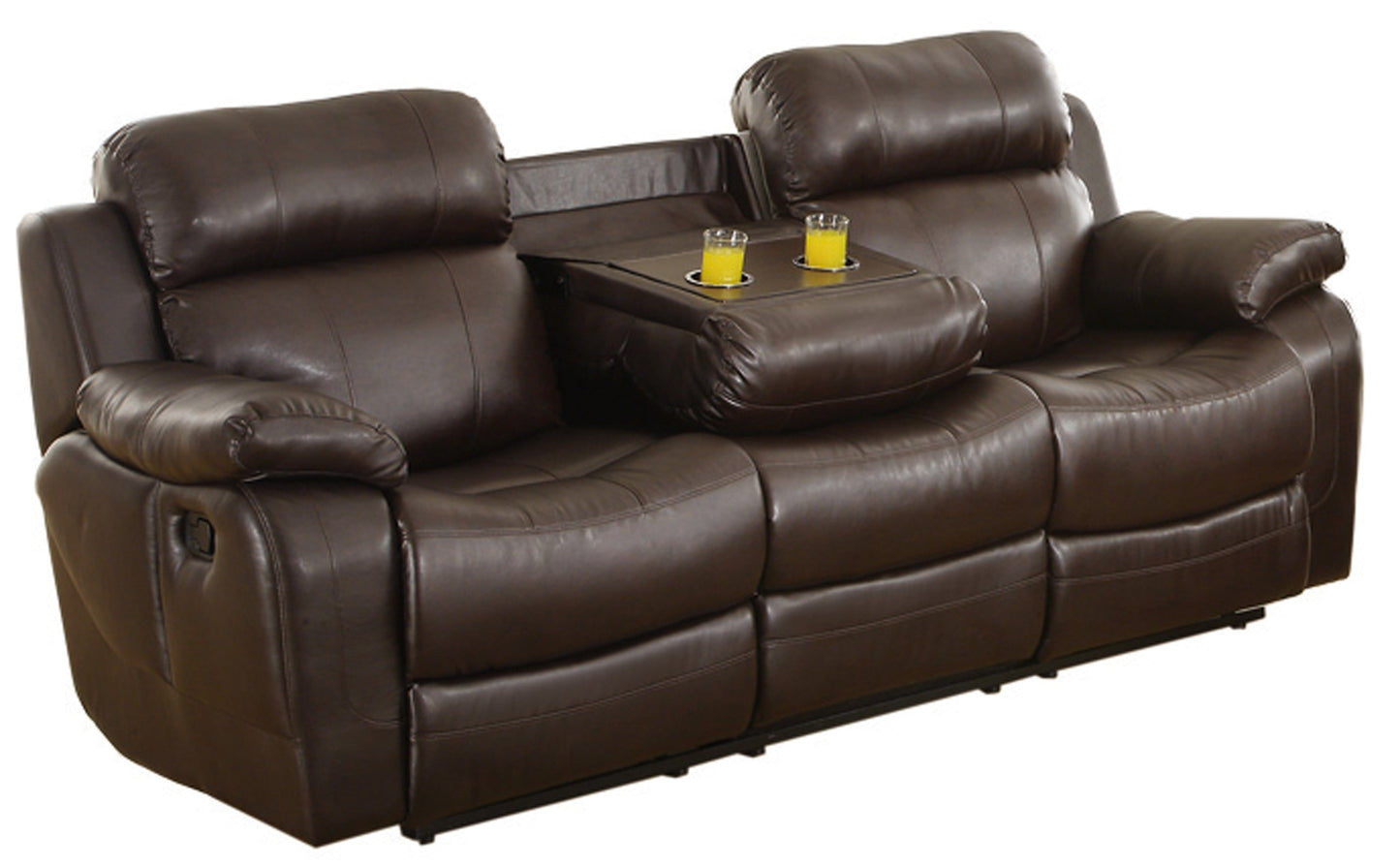 Marilla Brown Bonded Living Room Recliner Leather Sofa Set