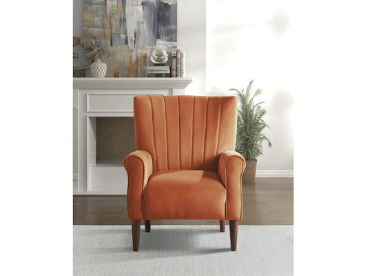 Urielle Orange Velvet Accent Chair