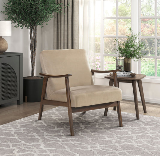 Landers Light Brown Velvet Accent Chair