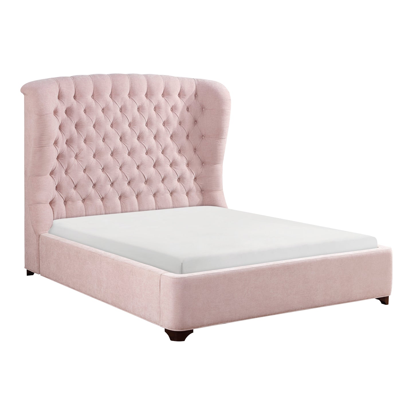 Cameo Pink King Upholstered Wingback Bed