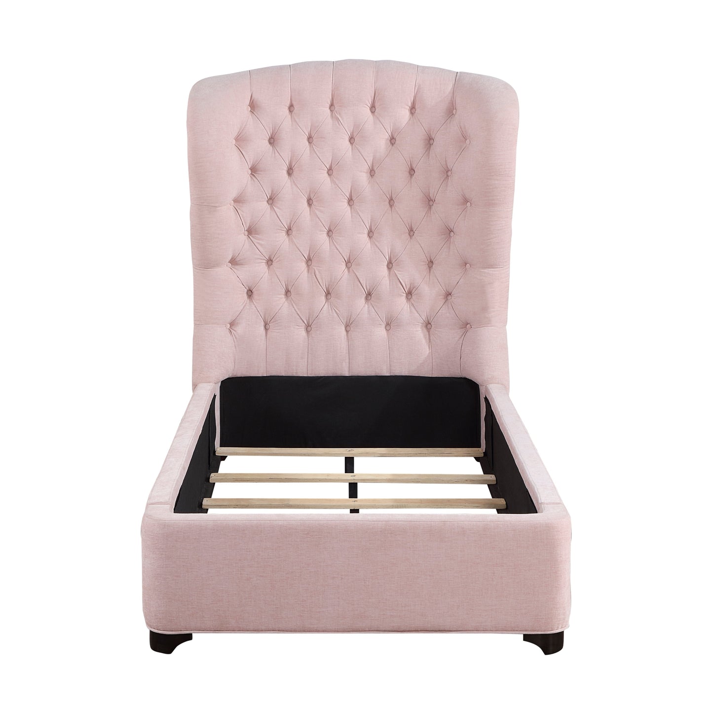 Cameo Pink Twin Upholstered Wingback Bed