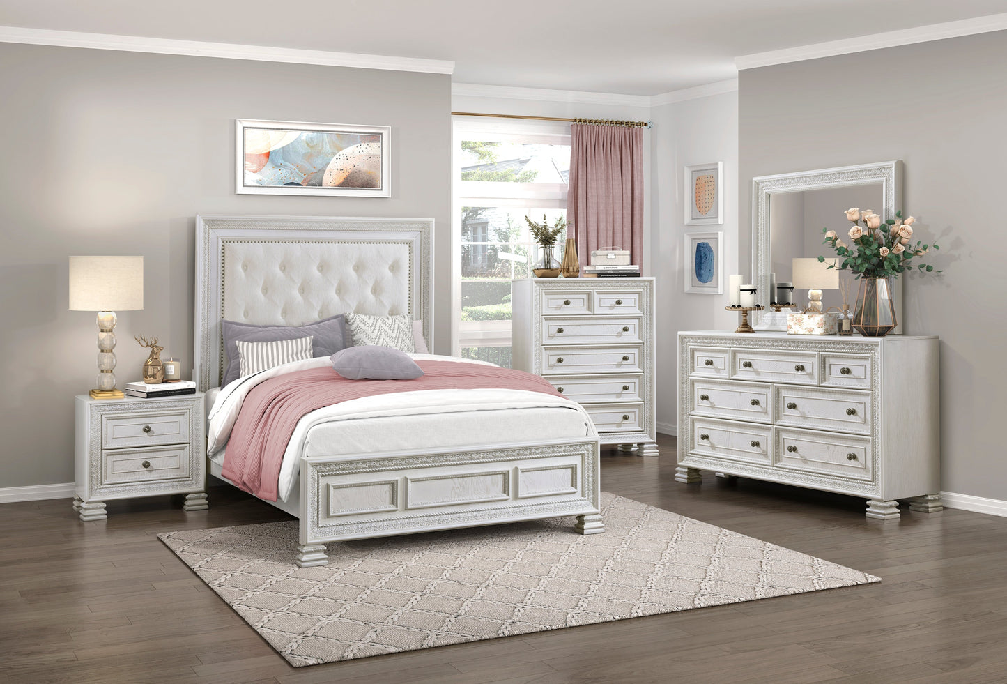 Theodora Pearl White Nightstand