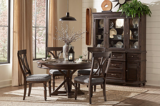 Cardano Driftwood Charcoal Round Dining Set