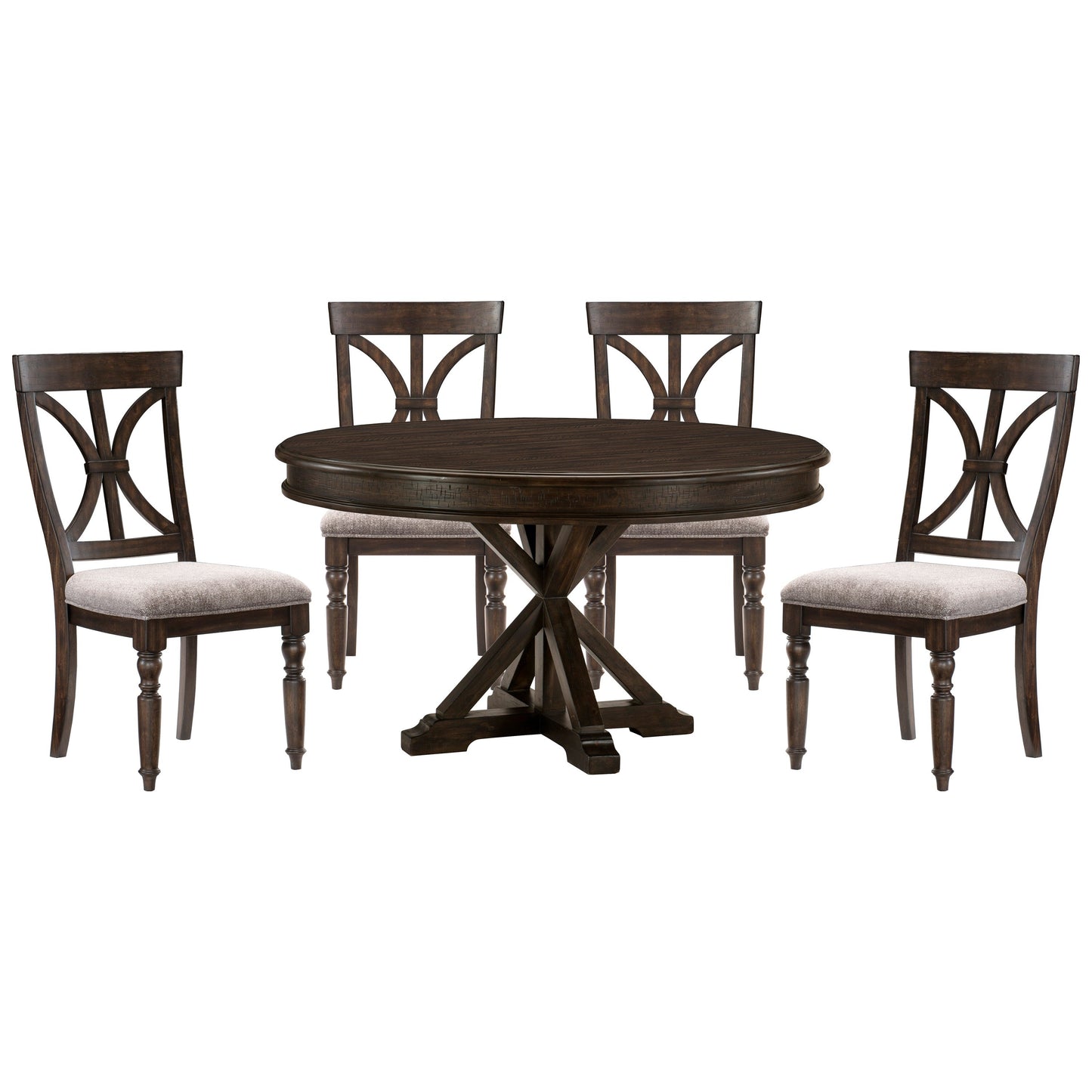 Cardano Driftwood Charcoal Round Dining Set
