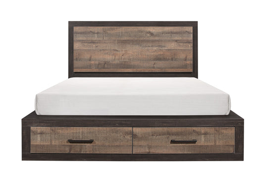 Miter Brown Queen Storage Platform Bed